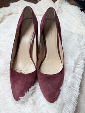 Cole Haan Burgundy Suede Pointed-Toe Heels
